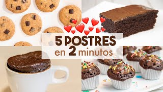 5 POSTRES en MICROONDAS 🍫🍪  en 2 minutos [upl. by Gabrila320]