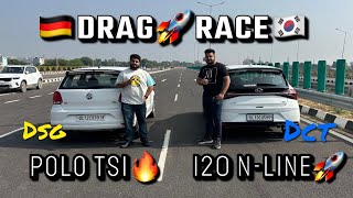 Polo GT TSI vs i20 NLine DRAG RACE DSG VS DCT Who rules the segment pologt i20nline dragrace [upl. by Goth]