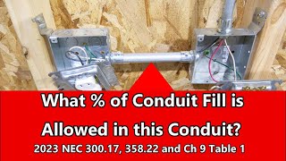 What  of Conduit Fill is Allowed for this Conduit 2023 NEC 30017 35822 and Chapter 9 Table 1 [upl. by Onez]