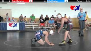 2012 Schoolboy Nat Duals 91 David Opheim vs Billy Higgins [upl. by Asreht]