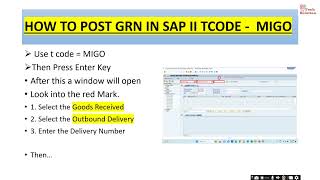 How to Create Goods Receipt in SAP MIGOSAPMIGO [upl. by Elsie]