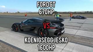 Ford GT Vs Koenigsegg Jesko  Drag Race 400Kmh koenigsegg dragrace [upl. by Langer]