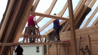 170 qm Blockhaus bauen mit Richtmeister in 11 Tagen fertig Building a log home cabin [upl. by Gine641]