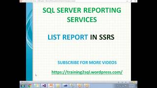 08 LIST REPORT IN SSRS  LIST IN SSRS [upl. by Bee]