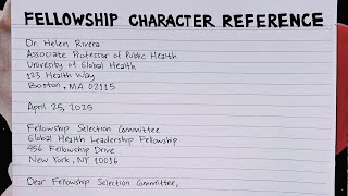 How To Write A Fellowship Character Reference Letter Step by Step Guide  Writing Practices [upl. by Marjana]