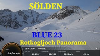 Sölden Skifahren Skiing Blue 23 Early Morning Rotkogljoch Panorama Зельден Narty [upl. by Akimak892]