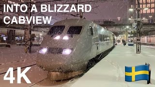 INTO THE BLIZZARD  4K Train Drivers View Stockholm to Gothenburg [upl. by Romaine]