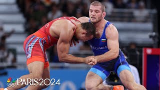 Aaron Brooks stunned in the final seconds of 86kg freestyle semifinal  Paris Olympics  NBC Sports [upl. by Eikkin]