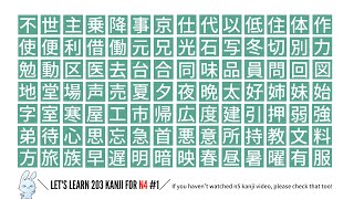 【For JLPT N4】203 Kanji for JLPT N4 with native Japanese 【Part 1】 [upl. by Yonah998]