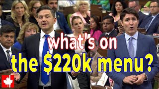 Whats on the menu Poilievre BLASTS Trudeaus 220k food expenses on a 6day trip [upl. by Leafar381]