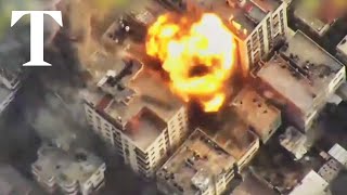 Israel Defence Force releases footage of devastating aerial bombardment of Gaza [upl. by Dambro]