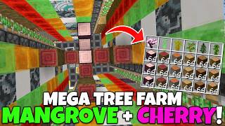 MEGA TREE FARM Tutorial Mangrove  Cherry 8 Type Universal Tree Farm Minecraft Bedrock MCPE [upl. by Tnomed360]