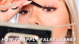 How to apply FALSE LASHES for beginners 🤍 in depth tutorial [upl. by Otrebmuh186]