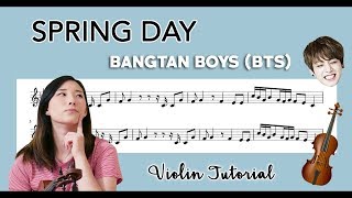 quotSpring Dayquot  BTS 방탄소년단 EASY VIOLIN TUTORIAL wSheet Music [upl. by Lois]