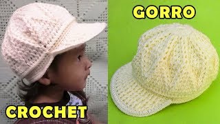 Gorra con vicera tejido a crochet para niños de 1 a 3 años fácil de hacer [upl. by Zeus]