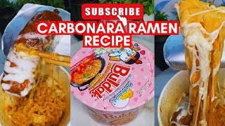 Making Spicy carbonara Ramen with sweet sausage and mozzarella cheese recipe [upl. by Priebe639]