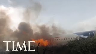 Dramatic Video Shows An AeroMexico Passengers View inside The Plane  TIME [upl. by Elcarim]