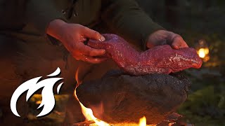 Ganzes Rinderfilet auf einem Stein im Wald gegrillt 😳😳 Fire Kitchen ASMR 🔥🔥🔥 [upl. by Anzovin]