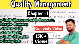 Quality Management chapter 1  Quality Management tutorial Principlesdimensionscost of quality [upl. by Eitsrik]