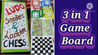 How to make LUDO GAME at home Diy game board  3in1 Game boardArtzone [upl. by Moseley]