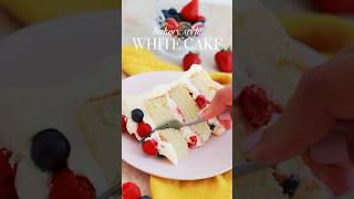 So in love with this fluffy bakerystyle white cake recipe Find it at sugarandsparrowcom cake [upl. by Elrak]