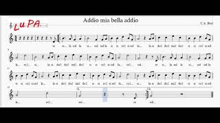 Addio mia bella addio  L addio del volontario  Flauto  Spartito  Note  Karaoke  Instrumental [upl. by Wrench]