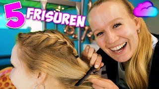 5 FRISUREN Back to School  coole HAIRSTYLES FÜR MITTELLANGES HAAR mit Nina amp Kathi  Frisör spielen [upl. by Aicirpac773]