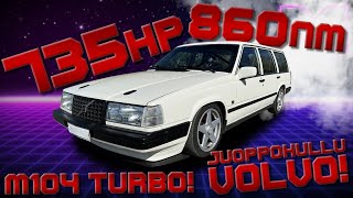 KOEAJOSSA  PELOTTAVAN VIRITETTY VOLVO 940 M104 TURBO 96 4K [upl. by Esnofla]