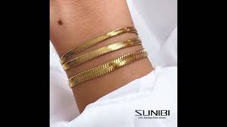 SUNIBI Classic Stainless Steel Snake Chain Bracelet for Women Gold Color [upl. by Nilecoj810]