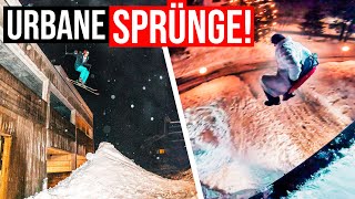 SKI amp SCHLITTEN STUNTS in der STADT  Backflip am ERSTEN SKITAG amp 4M Sprünge in Arosa🇨🇭 [upl. by Hildebrandt]