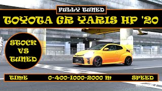 TOYOTA GR YARIS RZ HP 20 stock VS fully tuned 040010002000 M Time ampSpeed difference GT7 [upl. by Dranel]