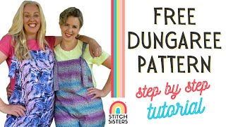 How To Make Dungarees  Easy Free Dungaree Pattern  DIY Overalls Tutorial [upl. by Slavic900]