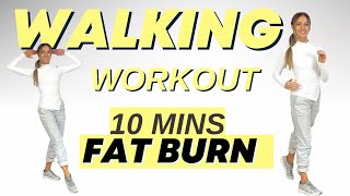 Walk at Home  10Minute Walking Workout  Ab Focused and Fat Burning  Knee Friendly  No Jumping [upl. by Apps]