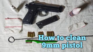 How to clean 9mm pistol beretta 92fs Easy mathod of cleaning [upl. by Jamie]