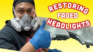 R500 Lvlp spray gun restoring faded headlights with clear coat [upl. by Rodmun]