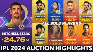 IPL 2024 AUCTION ALL SOLD PLAYERS LIST  IPL 2024 AUCTION HIGHLIGHTS [upl. by Soo]