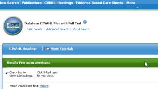 CINAHL Searching Using Headings [upl. by Eillor]