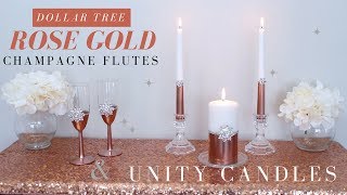 DIY Wedding Champagne Flutes amp Unity Candles Rose Gold Wedding Decoration Ideas [upl. by Dorin]