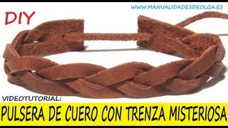 COMO HACER UNA PULSERA CON TRENZA MISTERIOSA DE CUERO PARA HOMBRE  VIDEOTUTORIAL TUTORIAL DIY [upl. by Eiznil]