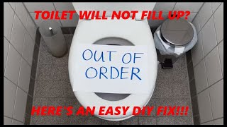 TOILET WILL NOT FILL UP WITH WATER HERE IS AN EASY DIY FIX diy easyfix [upl. by Nirag]