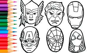 How To Draw Avengers Superhero Marvels SpiderManThor HulkCapitain America FACES  Compilation [upl. by Yoc36]