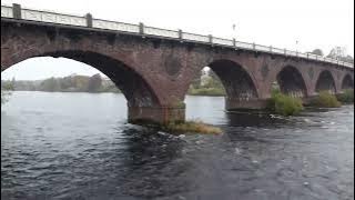 Autumn Rain Smeatons Bridge Over River Tay On History Visit To Perth Perthshire Scotland [upl. by Winifield]