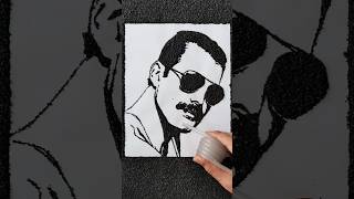 🌪️drawing Freddie Mercury by vacuuming sand shorts art drawing [upl. by Byers851]