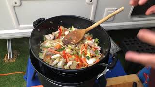 Very easy Quick sticky Chicken stirfry on the Cadac Safari Chef 2 [upl. by Fira]