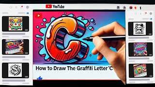 How to Draw Graffiti Letter C for Beginners Step by Step [upl. by Bartie]