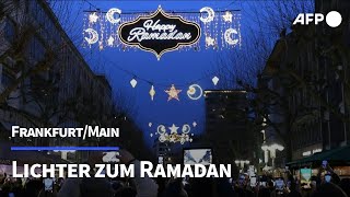 Erste öffentliche RamadanBeleuchtung erstrahlt in Frankfurt  AFP [upl. by Tedda452]