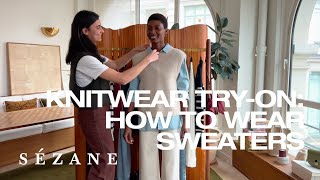 Knitwear tryon How to wear sweaters  Sézane [upl. by Dazraf602]