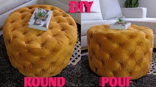 ROUND POUF DIY OTTOMAN  Diy home furniture [upl. by England]