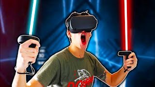 MY FIRST TIME PLAYING VR Beat Saber [upl. by Rivera664]