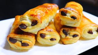 Petits pains au chocolat avec pâte feuilletée facile  Easy small chocolate buns with puff pastry [upl. by Yk]